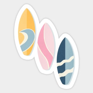 Yellow, pink and blue surfboards Sticker